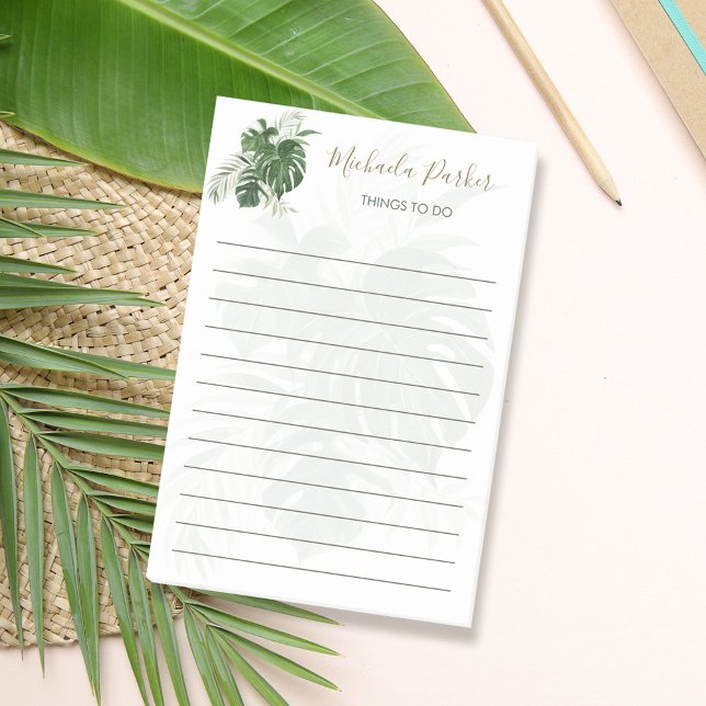 Post-it® Feuille tropicale verdure Élégant Script (Créateur téléchargé)
