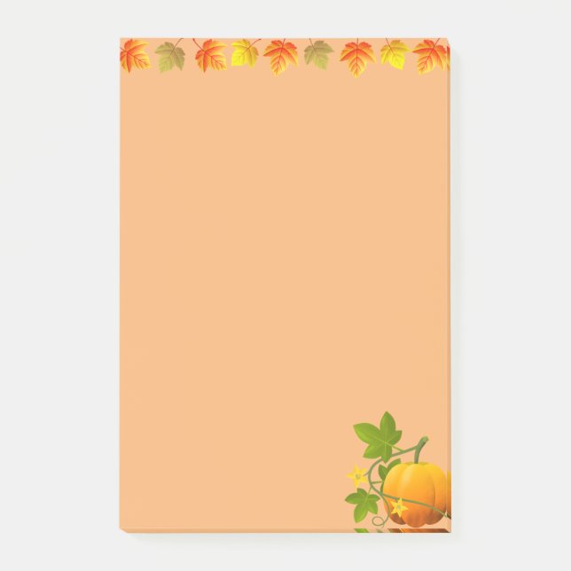 Post-it® Feuilles d'automne et Citrouille sur Orange (Devant)