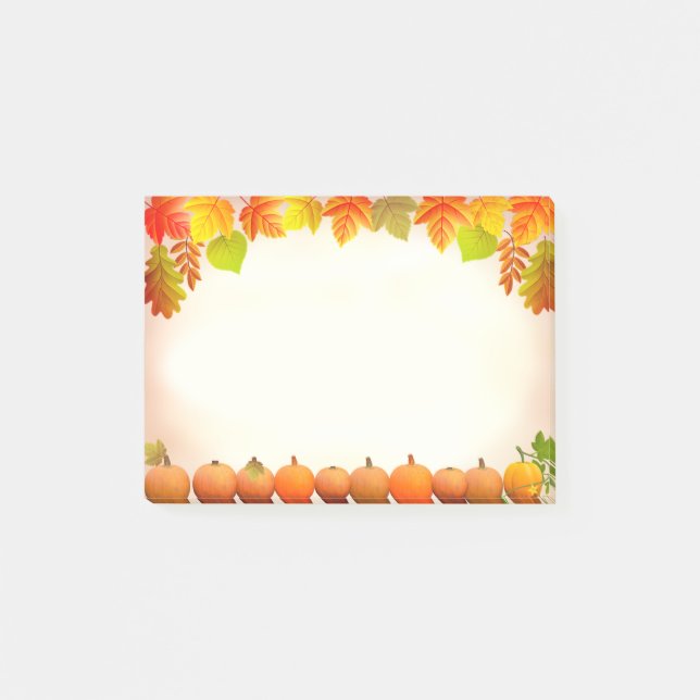 Post-it® Feuilles d'automne et citrouilles sur parchemin (Devant)