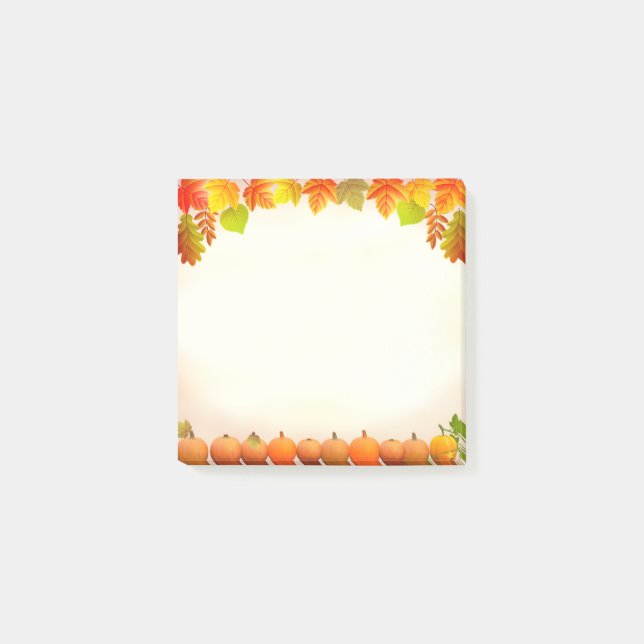 Post-it® Feuilles d'automne et citrouilles sur parchemin (Devant)