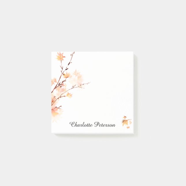Post-it® Feuilles de érable orange aquarelle élégantes Auto (Devant)