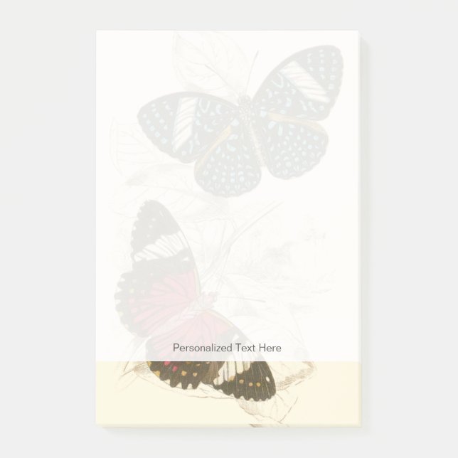 Post-it® Feuilles de Sepia avec papillons colorés (Devant)