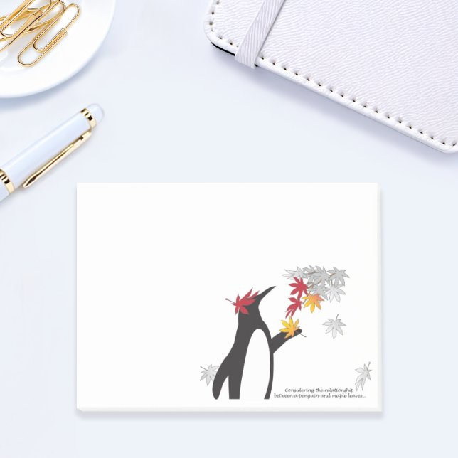 Post-it® Feuilles d'érable d'automne et mignonnes pingouins (Créateur téléchargé)