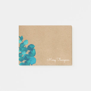 Post-it® Feuilles d'eucalyptus Monogramme Nom Rustique