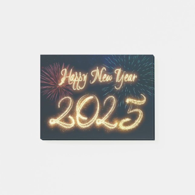 Post-it® Feux d'artifice scintillants Bonne Année 2025 (Devant)