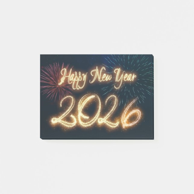 Post-it® Feux d'artifice scintillants Bonne Année 2026 (Devant)
