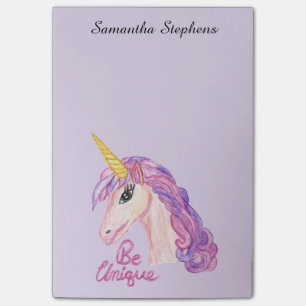 Post-it® Fille Aquarelle Unicornes Soyez une typographie un