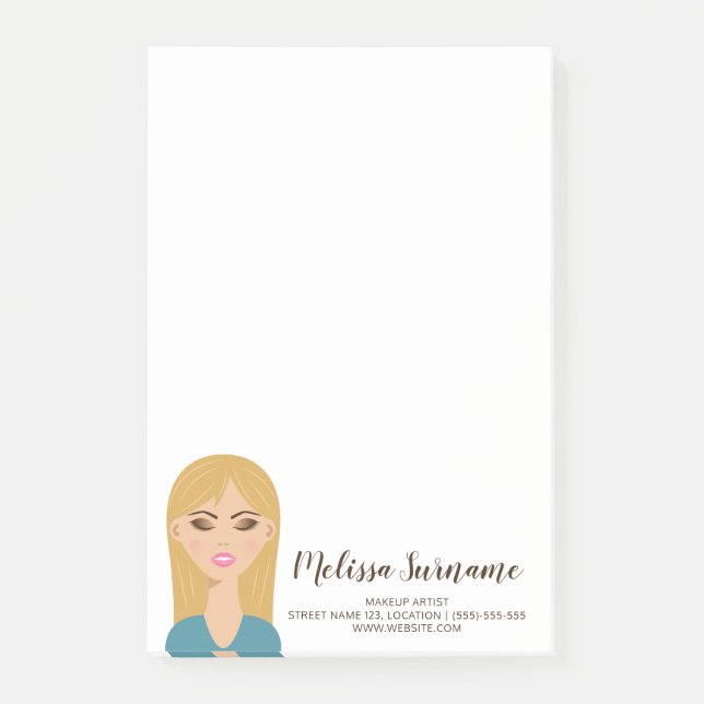 Post-it® Fille aux Cheveux Blonds avec Maquillage Maquilleu (Devant)