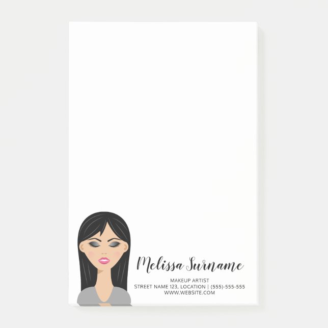 Post-it® Fille aux cheveux noirs Illustration Maquilleuse s (Devant)