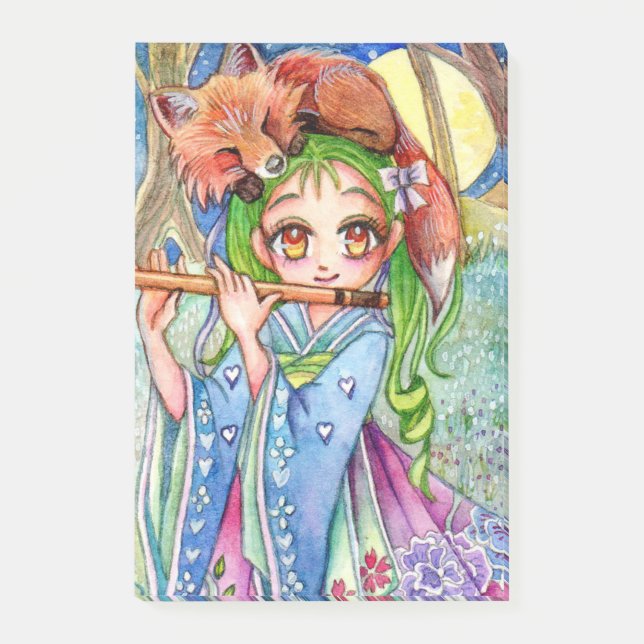 Post-it® Fille avec Renard dormant (Devant)