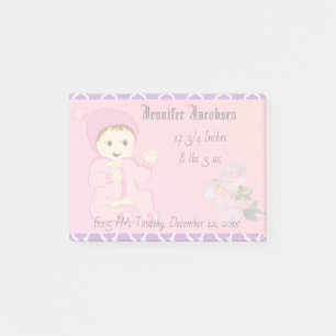 Post-it® Fille bébé en rose avec fleurs