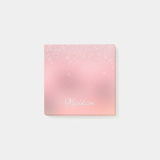 Post-it® Fille Blush Pink Silver Parties scintillant Nom pe (Devant)