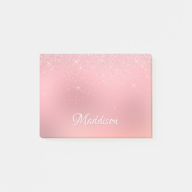 Post-it® Fille Blush Pink Silver Parties scintillant Nom pe (Devant)