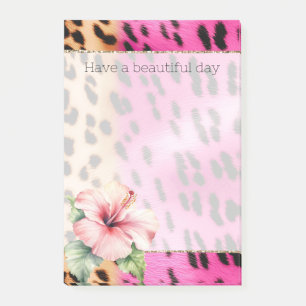 Post-it® Fille Crème rose Léopard noir Hibiscus Fleur