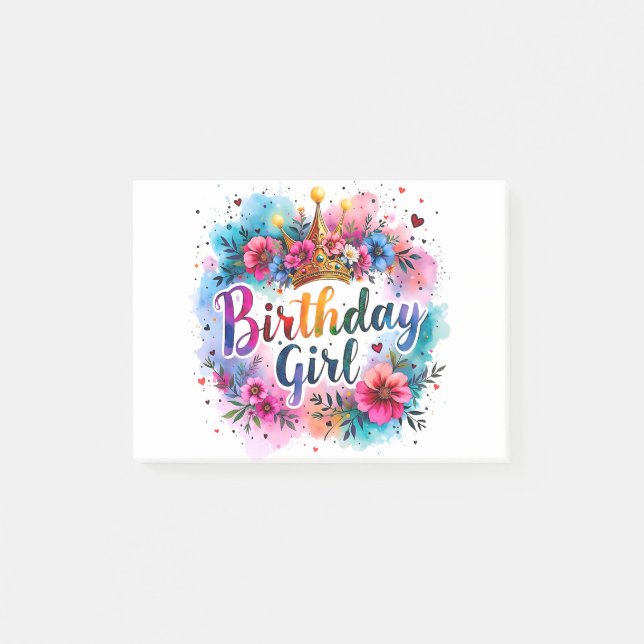 Post-it® Fille d'anniversaire couronne florale (Devant)
