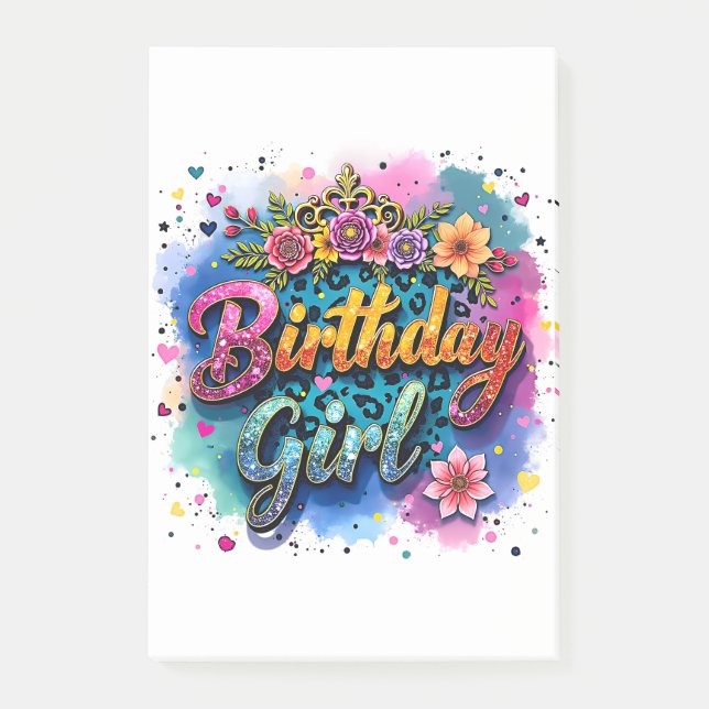 Post-it® Fille d'anniversaire léopard floral (Devant)