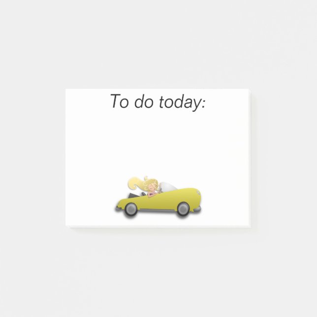 Post-it® Fille dans une voiture jaune note Post It (Devant)