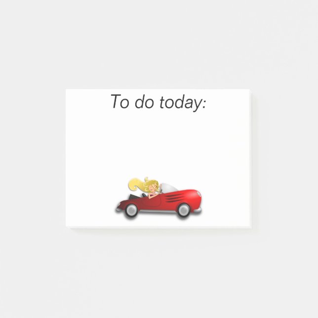 Post-it® Fille dans une voiture rouge note Post It (Devant)