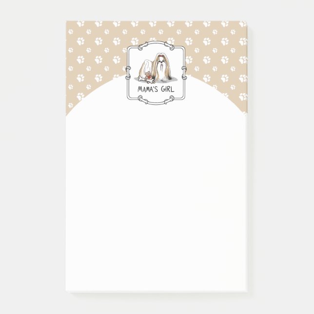 Post-it® Fille de maman Chih Tzu (blanc tan) Chien Maman mi (Devant)