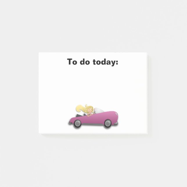 Post-it® Fille en magenta / voiture rose Post It Note (Devant)