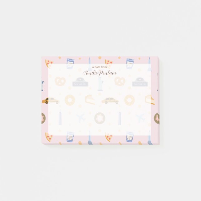 Post-it® Fille NYC Motif Baby Pink Nom (Devant)