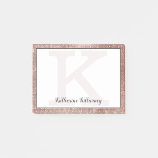 Post-it® Fille Rose Gold Glam Diamond Sparkle Monogramme No