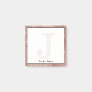 Post-it® Fille Rose Gold Glam Sparkle Nom du petit monogram