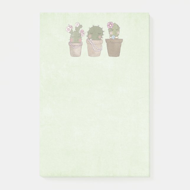 Post-it® Filles de cactus mignonnes portant des bijoux (Devant)