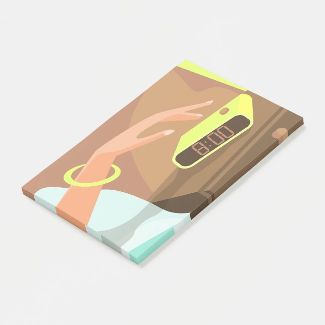 Post-it® Filles main poussant sur le bouton snooze du révei (Incliné)