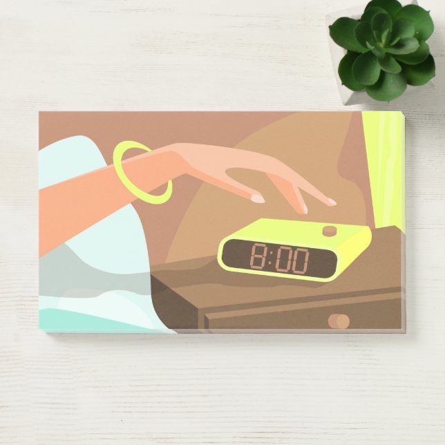 Post-it® Filles main poussant sur le bouton snooze du révei (Bureau)