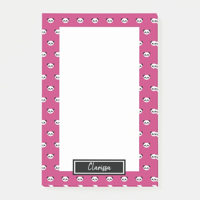 Post-it® Filles Rose Personnalisé Panda Ours Animaux Enfant (Devant)