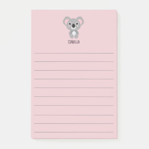 Post-it® Filles roses mignonnes Koala Nom de l'ours