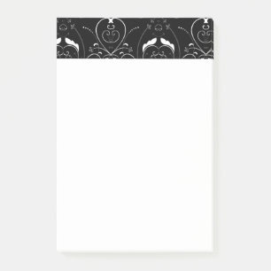 Post-it® Fines flourishes blanches élégantes sur fond noir