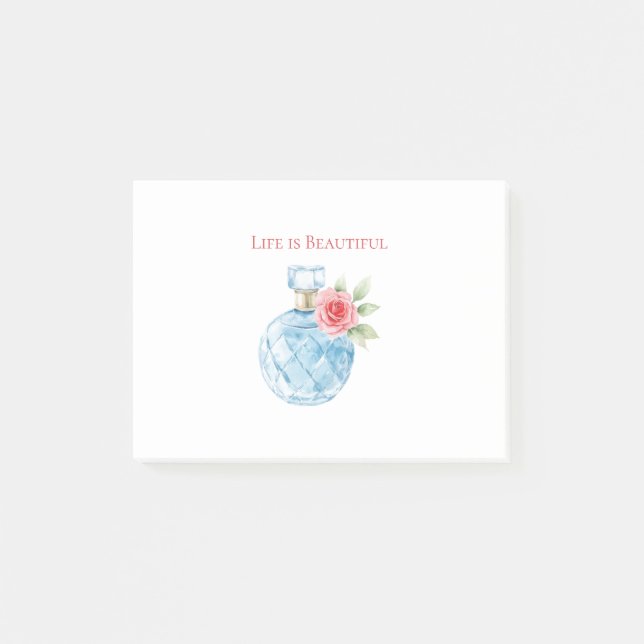Post-it® Flacon de Parfum Rose Bleu Aqua Blanc (Devant)