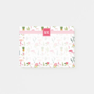 Post-it® Flamant rose Cactus Pineappus Hibiscus Motif