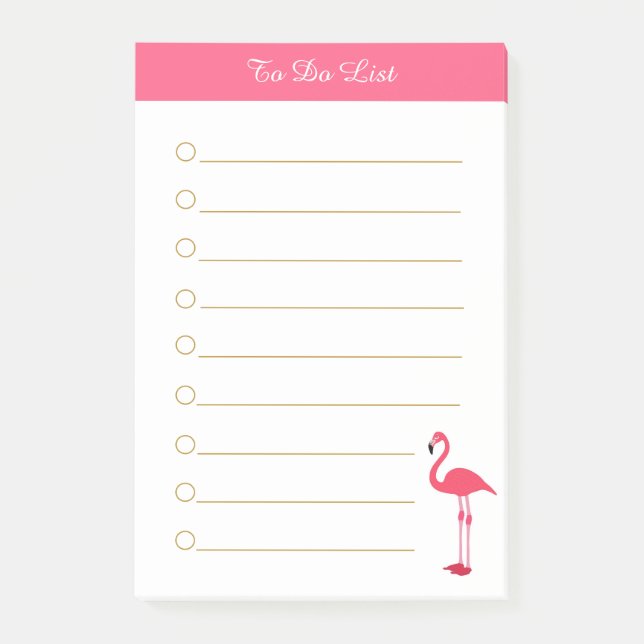 Post-it® Flamant rose & calligraphie sur ligné blanc (Devant)