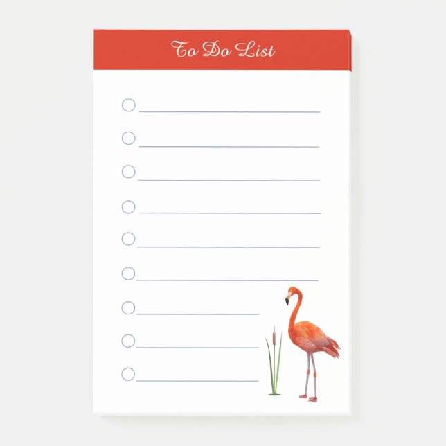 Post-it® Flamant rose & calligraphie sur papier ligné blanc (Devant)