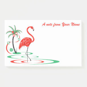 Post-it® Flamant rose de Noël rouge Grand paysage de texte