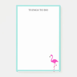 Post-it® Flamant rose et cadre Turquoise en blanc