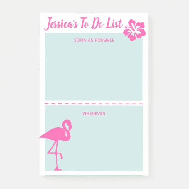 Post-it® Flamant rose PInk et personnalisation Turquoise si (Devant)