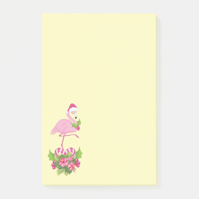 Post-it® Flamant rose rose à Santa Hat Noël Whimsical (Devant)