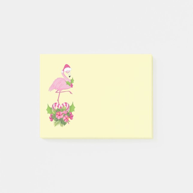Post-it® Flamant rose rose à Santa Hat Noël Whimsical (Devant)