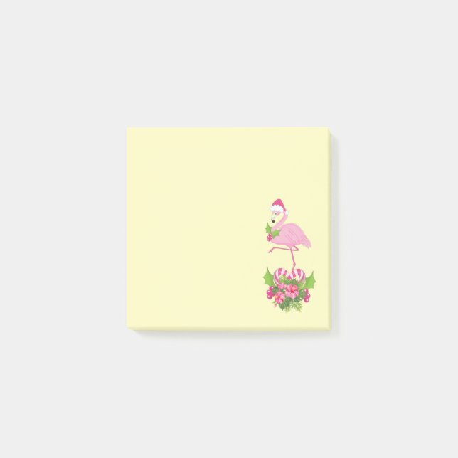 Post-it® Flamant rose rose à Santa Hat Noël Whimsical (Devant)