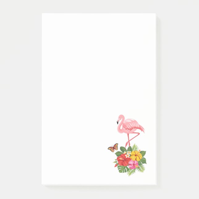 Post-it® Flamant rose rose & Hibiscus Tropical Fancy (Devant)