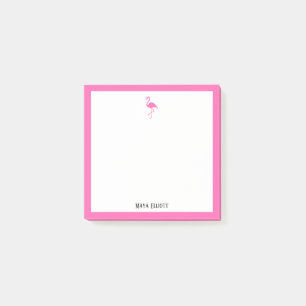 Post-it® Flamant rose rose vif et bordure blanche avec nom