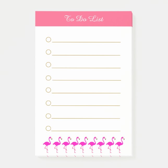 Post-it® Flamants roses & calligraphie sur ligné blanc (Devant)
