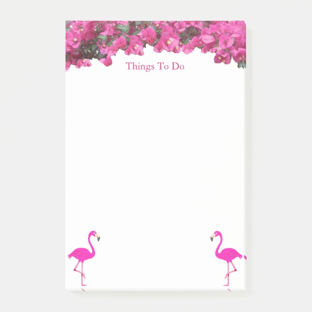 Post-it® Flamants roses & Fleurs Magenta Rose Tropical sur  (Devant)