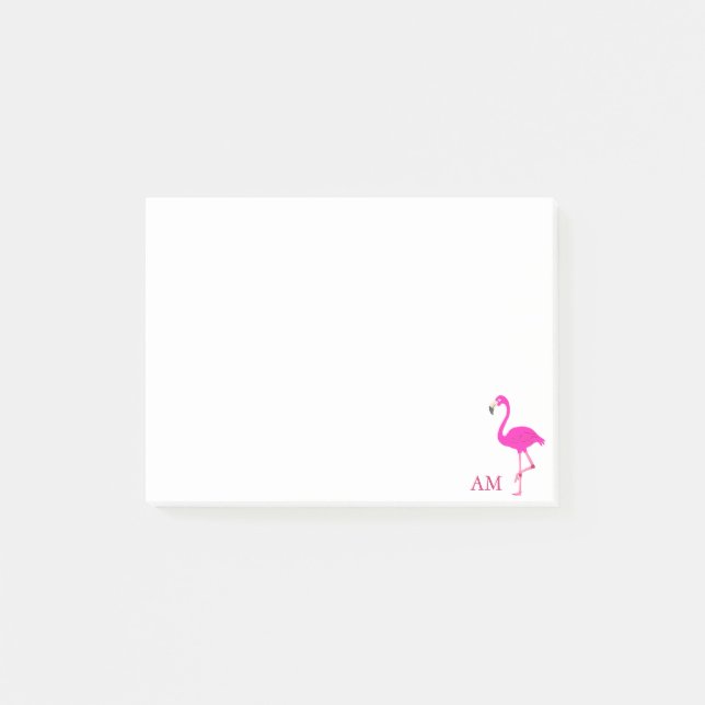 Post-it® Flamants roses & Monogrammes en blanc (Devant)
