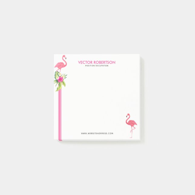 Post-it® Flamants roses roses & Bouquet Hibiscus. (Devant)