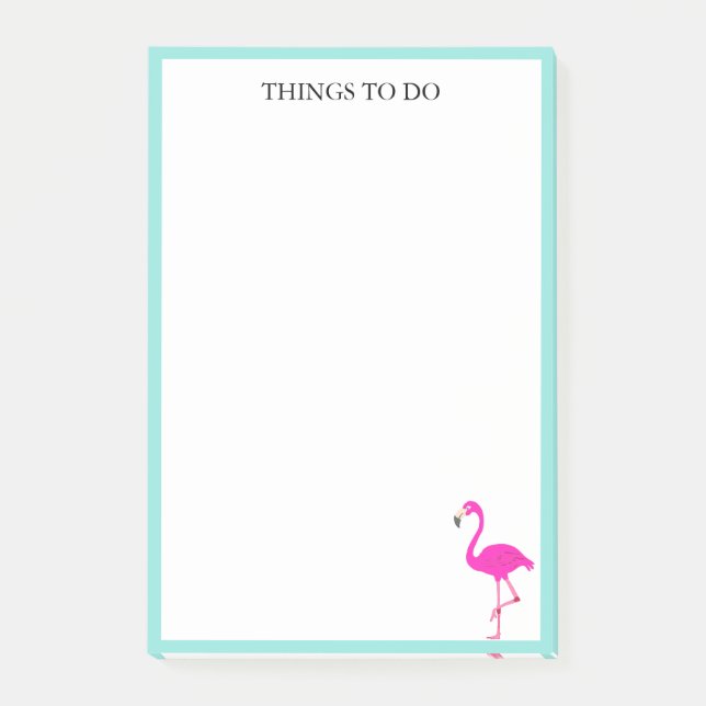 Post-it® Flamingo & cadre sarcelle sur fond blanc (Devant)